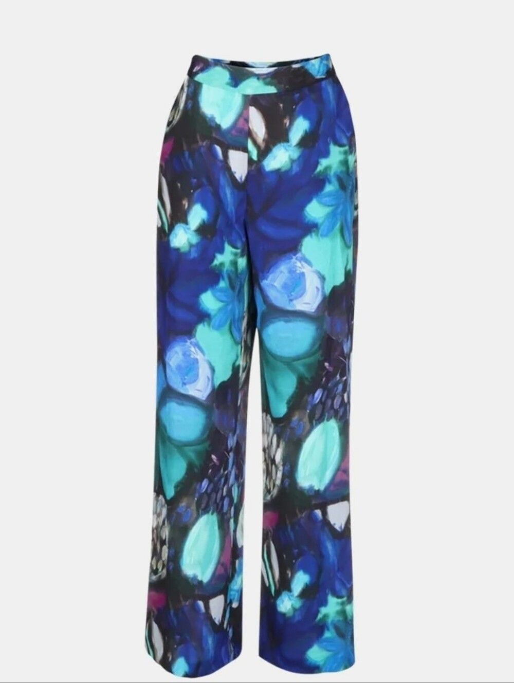 UNGARO Kayla Wide Leg Pants In Blue Multi Size Medium Nwt New $495